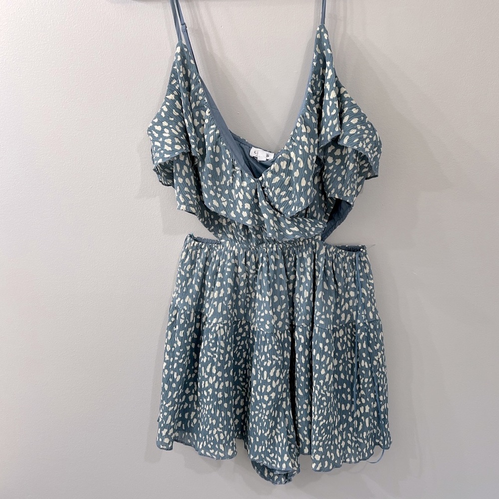 Blue Chiffon cutout flowy Romper